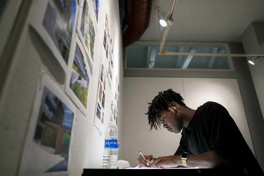 Student working on homework