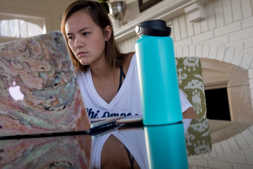 Student studying on her computer