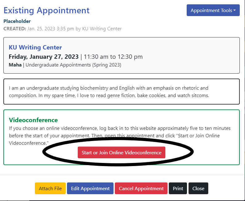 Image showing steps to begin the video conference. 